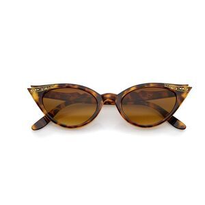 ZeroUV Brand Exaggerated Crystal Embellished Cat Eye Sunnies
